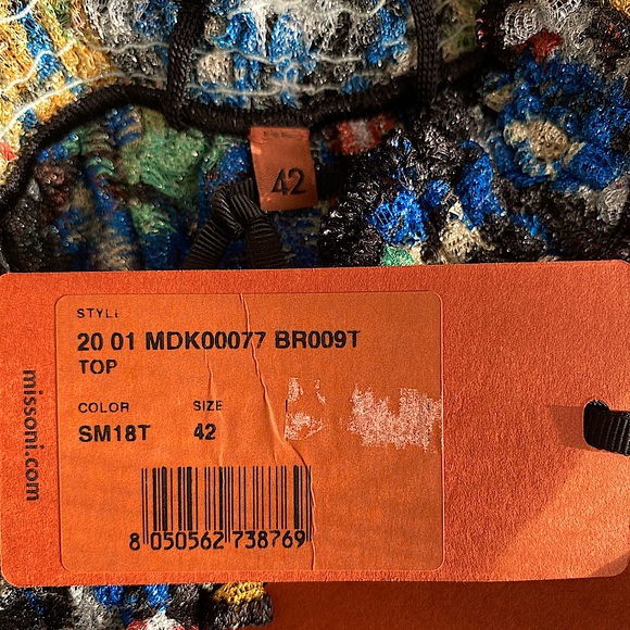 MISSONI Cropped Cold-shoulder Metallic Crochet-knit Top  Multicolor SZ IT42 - Picture 5 of 6